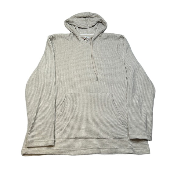 Rainforest Waffle Knit Pullover Hoodie Mens Large Cream Beige Sweatshirt - Picture 1 of 9